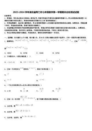 2023-2024学年湖北省荆门市七年级数学第一学期期末达标测试试题含解析.doc