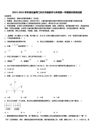 2023-2024学年湖北省荆门市沙洋县数学七年级第一学期期末预测试题含解析.doc