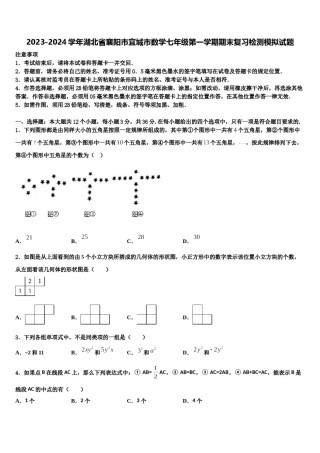 2023-2024学年湖北省襄阳市宜城市数学七年级第一学期期末复习检测模拟试题含解析.doc