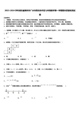 2023-2024学年湖北省随州市广水市西北协作区七年级数学第一学期期末质量检测试题含解析.doc