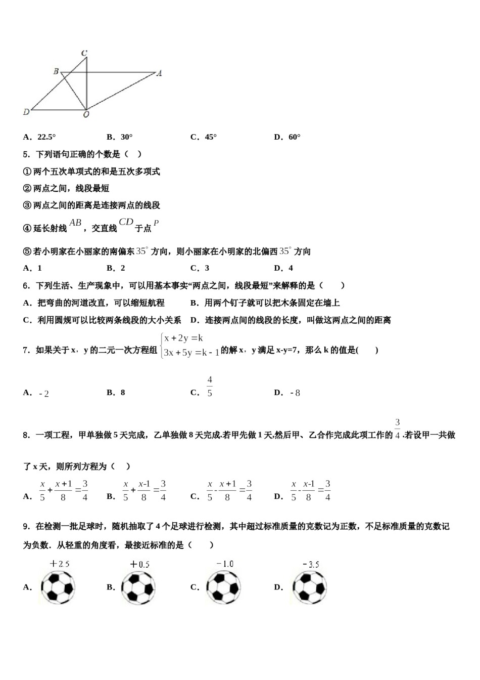 2023-2024学年湖北省随州随县联考数学七年级第一学期期末质量检测试题含解析.doc_第2页