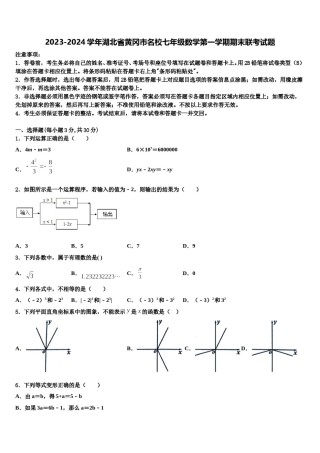 2023-2024学年湖北省黄冈市名校七年级数学第一学期期末联考试题含解析.doc