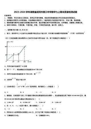 2023-2024学年湖南省武冈市第三中学数学七上期末质量检测试题含解析.doc
