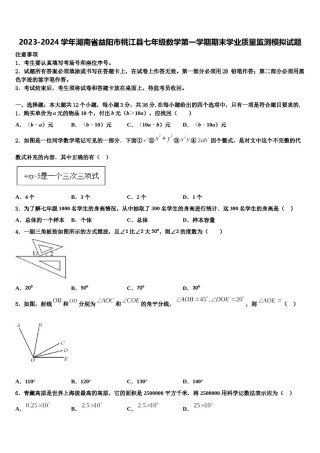 2023-2024学年湖南省益阳市桃江县七年级数学第一学期期末学业质量监测模拟试题含解析.doc