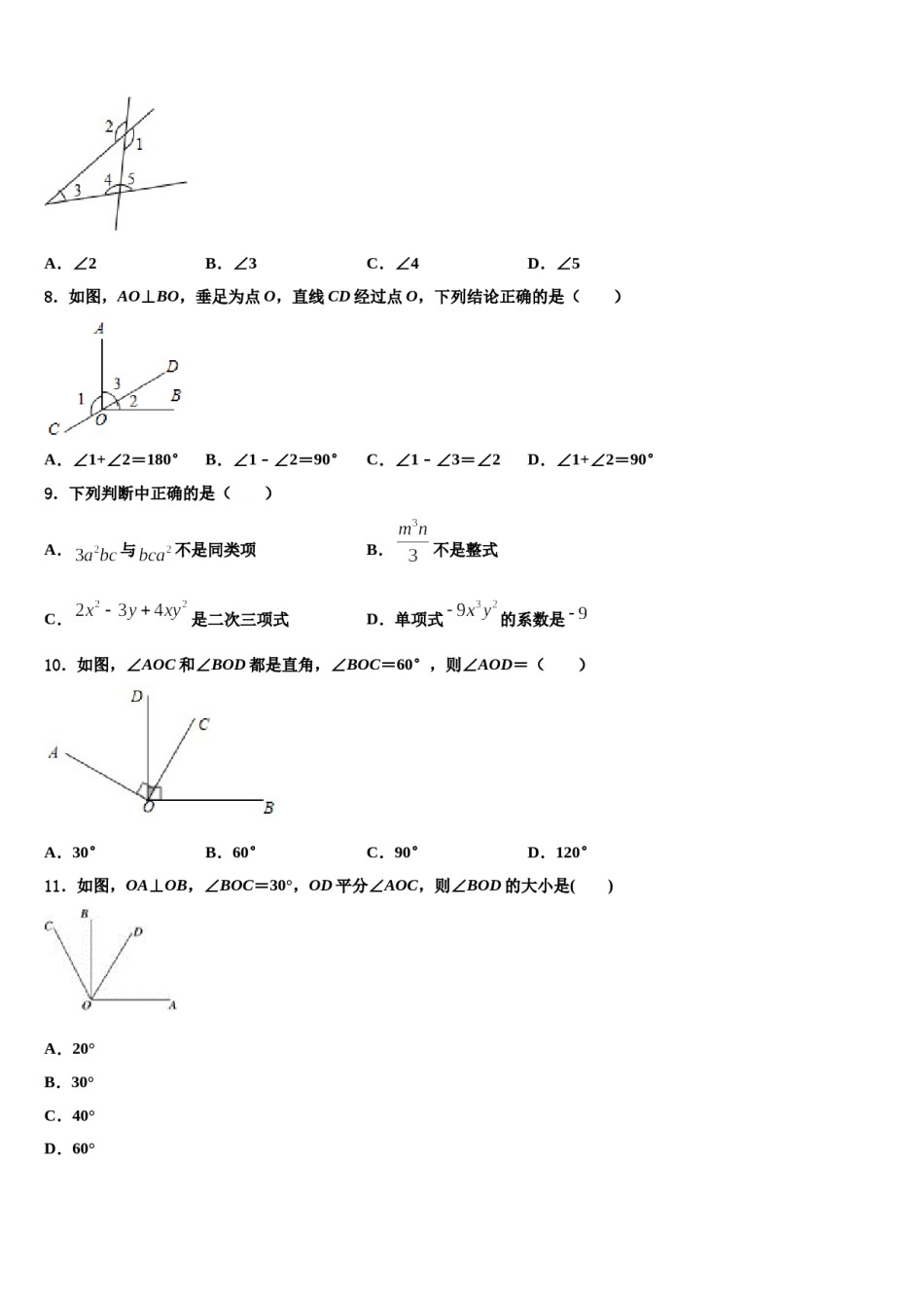 2023-2024学年湖南省邵阳市七年级数学第一学期期末达标测试试题含解析.doc_第2页