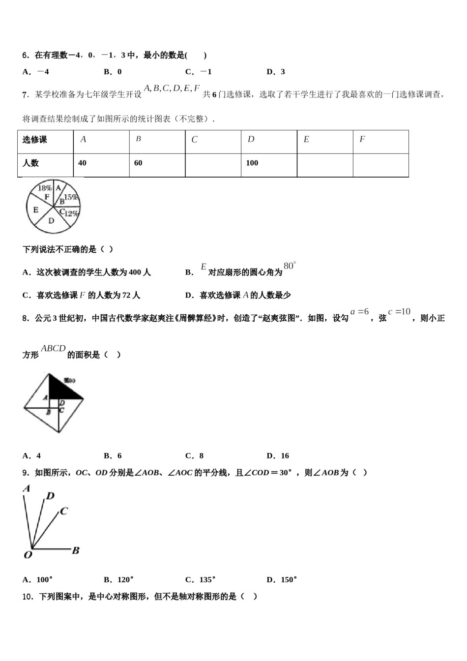 2023-2024学年湖南省醴陵市七年级数学第一学期期末联考试题含解析.doc_第2页