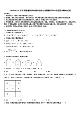 2023-2024学年湖南省长沙市明徳旗舰七年级数学第一学期期末联考试题含解析.doc