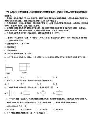 2023-2024学年湖南省长沙市芙蓉区长郡芙蓉中学七年级数学第一学期期末检测试题含解析.doc