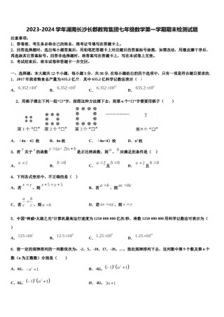 2023-2024学年湖南长沙长郡教肓集团七年级数学第一学期期末检测试题含解析.doc