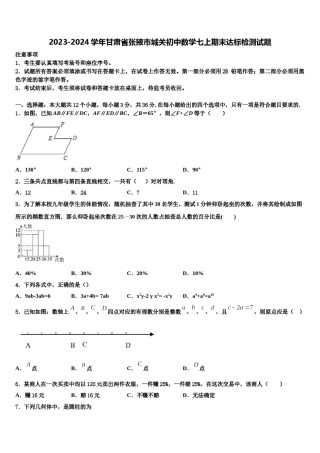 2023-2024学年甘肃省张掖市城关初中数学七上期末达标检测试题含解析.doc