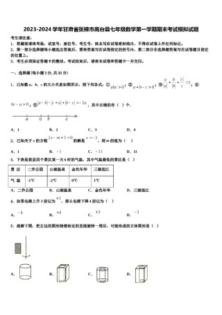 2023-2024学年甘肃省张掖市高台县七年级数学第一学期期末考试模拟试题含解析.doc