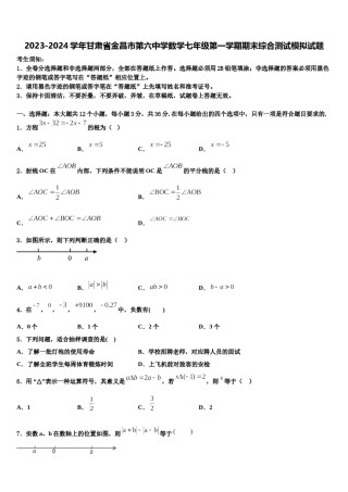 2023-2024学年甘肃省金昌市第六中学数学七年级第一学期期末综合测试模拟试题含解析.doc