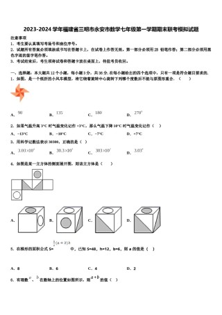 2023-2024学年福建省三明市永安市数学七年级第一学期期末联考模拟试题含解析.doc