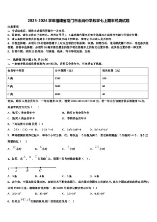 2023-2024学年福建省厦门市金尚中学数学七上期末经典试题含解析.doc