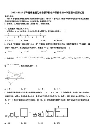 2023-2024学年福建省厦门市音乐学校七年级数学第一学期期末监测试题含解析.doc