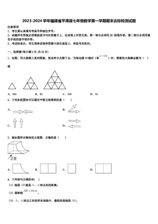 2023-2024学年福建省平潭县七年级数学第一学期期末达标检测试题含解析.doc