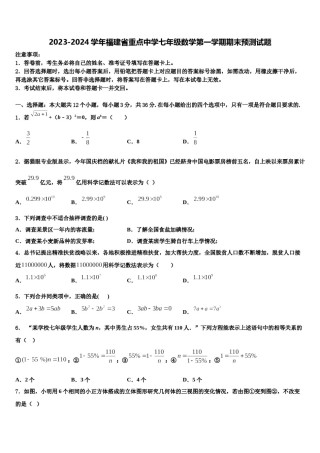 2023-2024学年福建省重点中学七年级数学第一学期期末预测试题含解析.doc