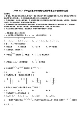 2023-2024学年福建省龙岩市新罗区数学七上期末考试模拟试题含解析.doc