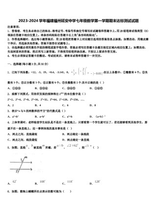 2023-2024学年福建福州延安中学七年级数学第一学期期末达标测试试题含解析.doc