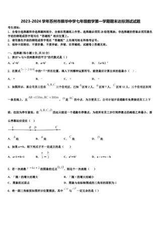 2023-2024学年苏州市振华中学七年级数学第一学期期末达标测试试题含解析.doc
