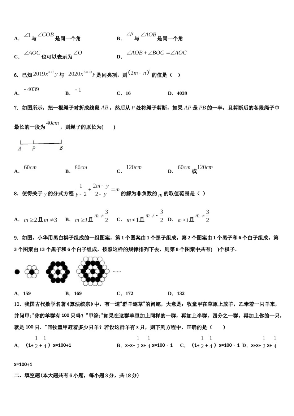 2023-2024学年衡水市滏阳中学七年级数学第一学期期末质量跟踪监视试题含解析.doc_第2页