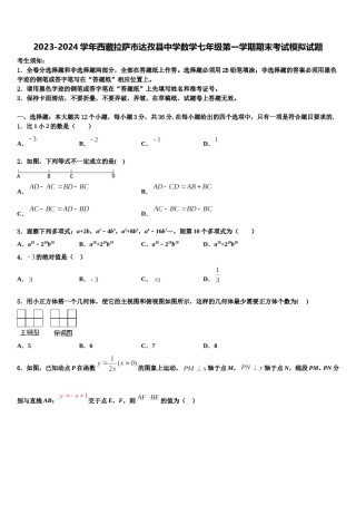 2023-2024学年西藏拉萨市达孜县中学数学七年级第一学期期末考试模拟试题含解析.doc