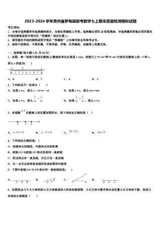 2023-2024学年贵州省罗甸县联考数学七上期末质量检测模拟试题含解析.doc