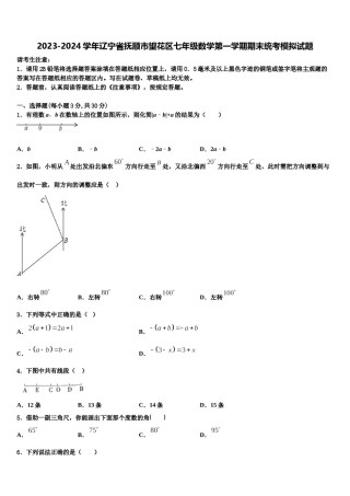 2023-2024学年辽宁省抚顺市望花区七年级数学第一学期期末统考模拟试题含解析.doc