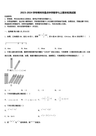 2023-2024学年郴州市重点中学数学七上期末检测试题含解析.doc