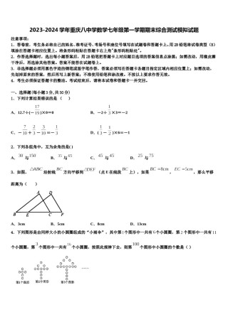 2023-2024学年重庆八中学数学七年级第一学期期末综合测试模拟试题含解析.doc