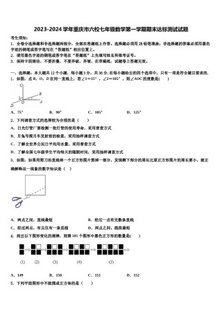 2023-2024学年重庆市六校七年级数学第一学期期末达标测试试题含解析.doc