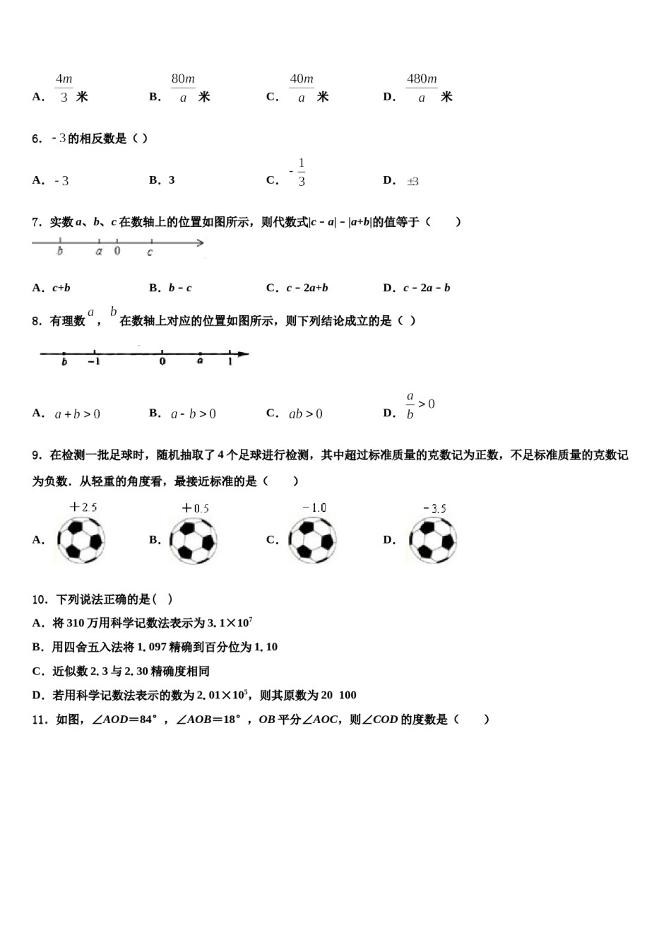 2023-2024学年重庆市北碚区西南大附属中学数学七上期末复习检测模拟试题含解析.doc_第2页