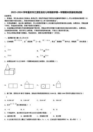 2023-2024学年重庆市江津区名校七年级数学第一学期期末质量检测试题含解析.doc