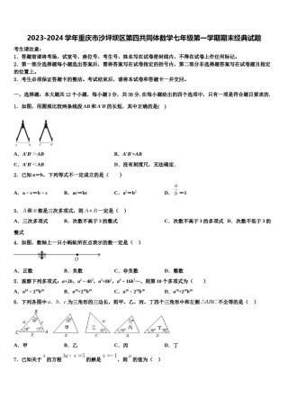 2023-2024学年重庆市沙坪坝区第四共同体数学七年级第一学期期末经典试题含解析.doc