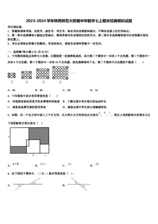 2023-2024学年陕西师范大附属中学数学七上期末经典模拟试题含解析.doc