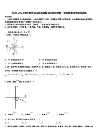 2023-2024学年陕西省宝鸡市名校七年级数学第一学期期末统考模拟试题含解析.doc