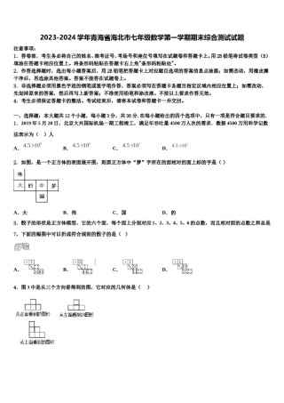 2023-2024学年青海省海北市七年级数学第一学期期末综合测试试题含解析.doc
