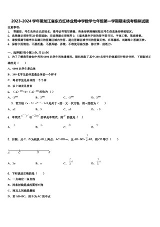 2023-2024学年黑龙江省东方红林业局中学数学七年级第一学期期末统考模拟试题含解析.doc