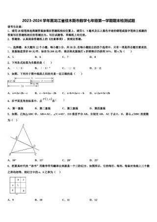 2023-2024学年黑龙江省佳木斯市数学七年级第一学期期末检测试题含解析.doc