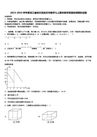 2023-2024学年黑龙江省哈尔滨尚志市数学七上期末教学质量检测模拟试题含解析.doc