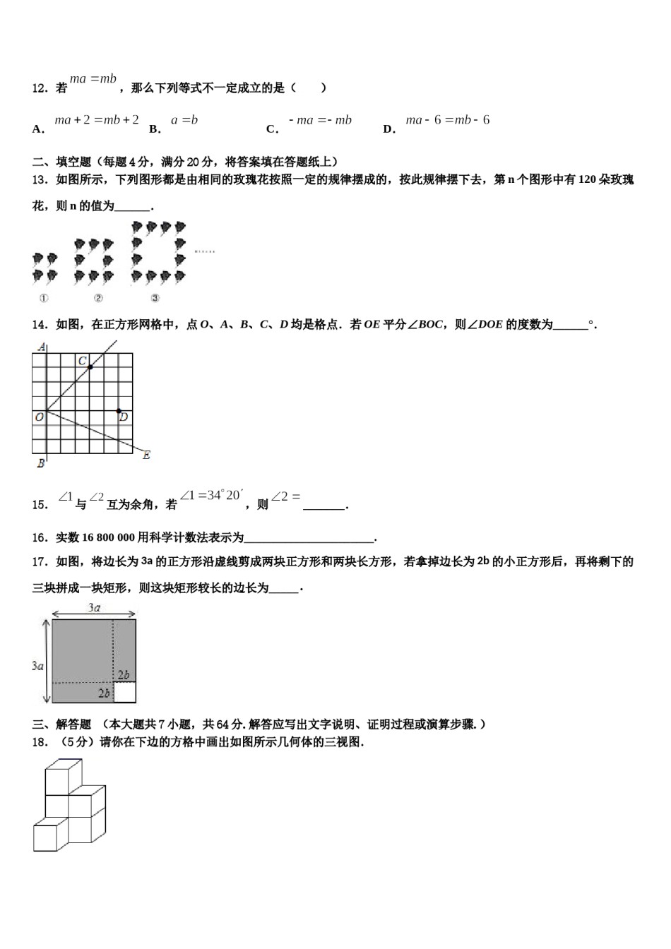 2023年上海外国语大秀洲外国语学校七年级数学第一学期期末质量跟踪监视模拟试题含解析.doc_第3页