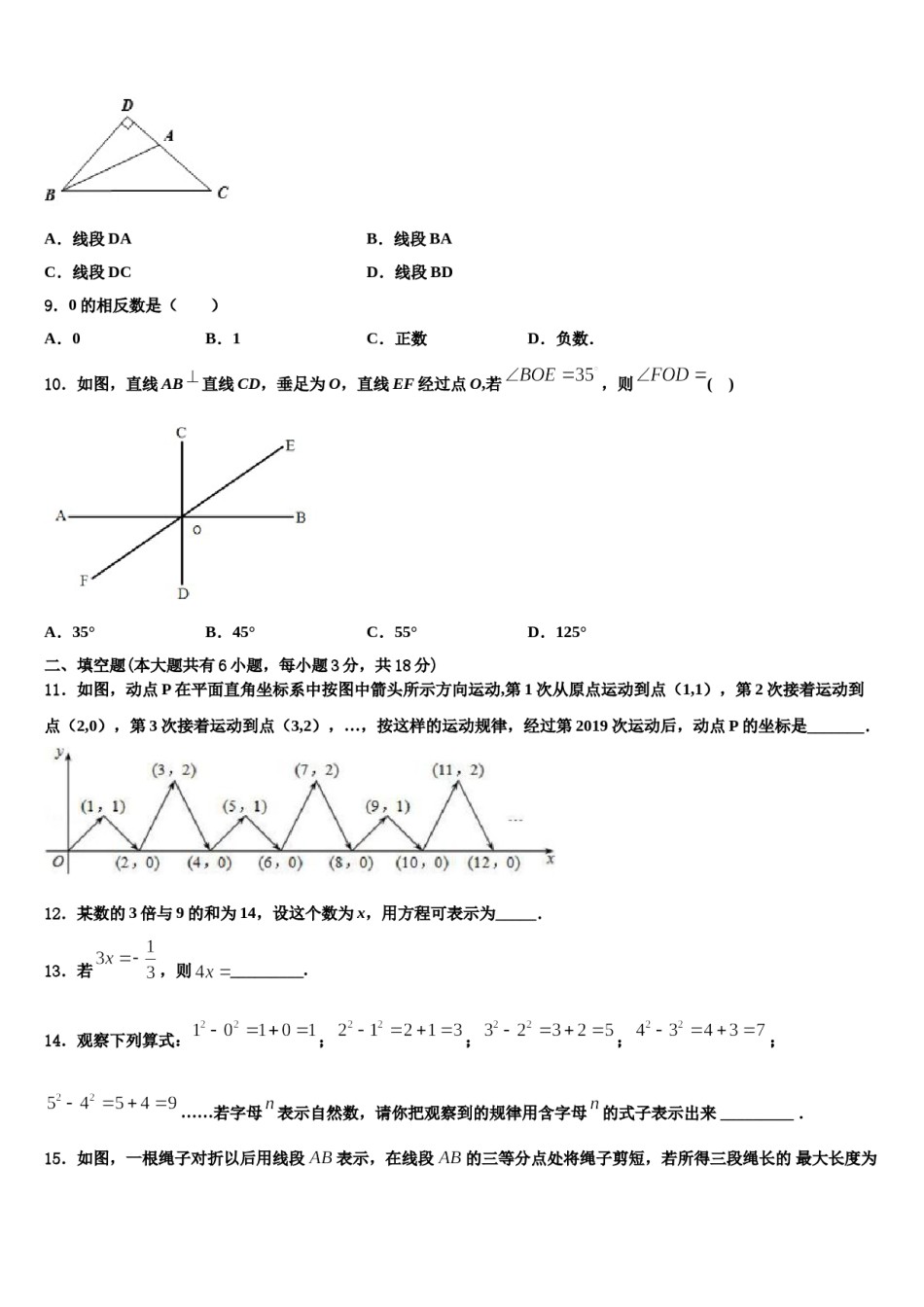2023年上海市娄山中学七年级数学第一学期期末经典试题含解析.doc_第2页