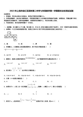 2023年上海市徐汇区田林第二中学七年级数学第一学期期末达标测试试题含解析.doc