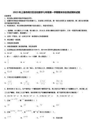 2023年上海市闵行区名校数学七年级第一学期期末综合测试模拟试题含解析.doc