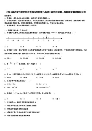 2023年内蒙古呼伦贝尔市海拉尔区第九中学七年级数学第一学期期末调研模拟试题含解析.doc