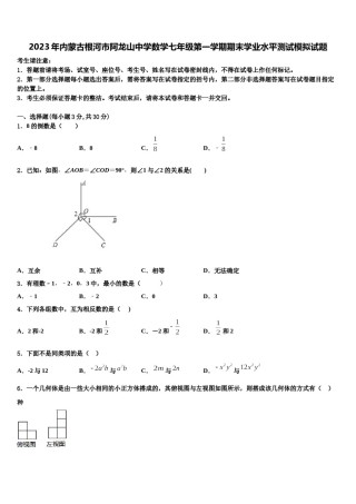 2023年内蒙古根河市阿龙山中学数学七年级第一学期期末学业水平测试模拟试题含解析.doc