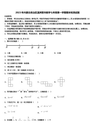 2023年内蒙古自治区满洲里市数学七年级第一学期期末检测试题含解析.doc