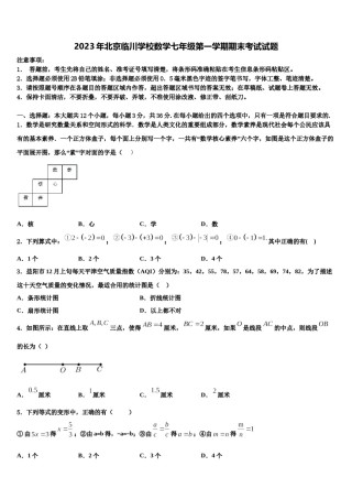 2023年北京临川学校数学七年级第一学期期末考试试题含解析.doc