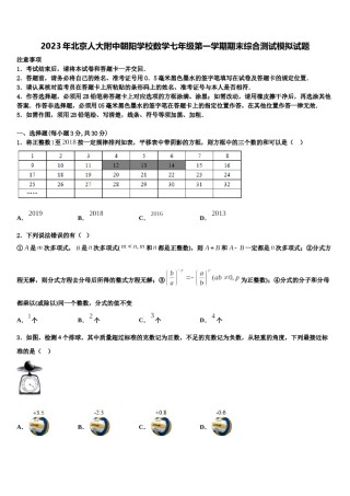 2023年北京人大附中朝阳学校数学七年级第一学期期末综合测试模拟试题含解析.doc