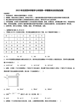 2023年北京四中学数学七年级第一学期期末达标测试试题含解析.doc
